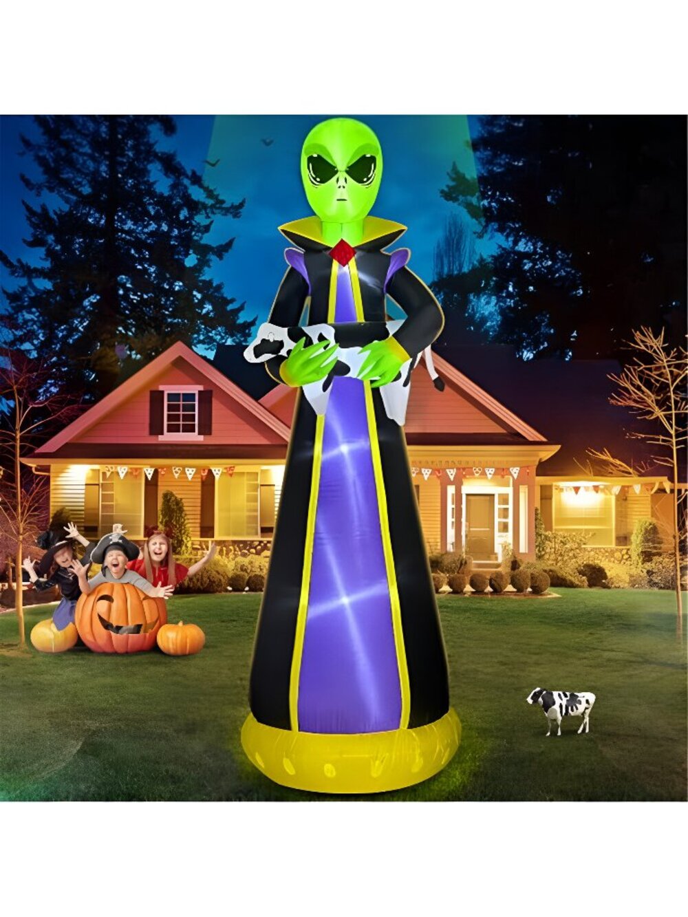 10FT Halloween Inflatables Outdoor Decorations Inflatable Alien Steal Cow